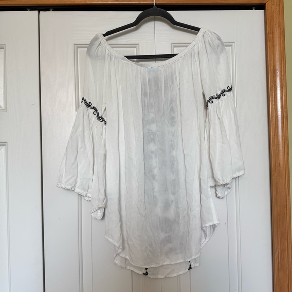 Solitaire Swim White with Black Embroidery Cotton Tunic Cover-Up – Size S - Picture 4 of 7